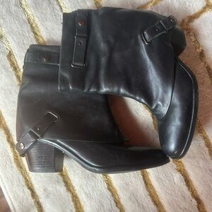 Matisse Black Mid-Calf Buckle Heeled Boots